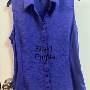 Ashley Blue Sleeveless Button-Down Top in Deep Purple